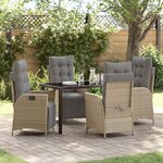 vidaXL Ensemble de salle à manger pour jardin 5 Pièces Beige Poly rotin