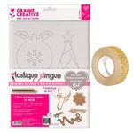 Kit plastique dingue Décorations de Noël + masking tape doré à paillettes 5 m