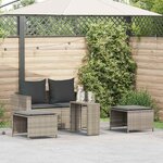 vidaXL Salon de jardin 5 Pièces coussins empilable gris clair polyrotin