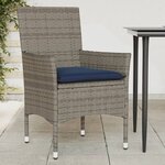 vidaXL Chaises de jardin avec coussins lot de 2 gris résine tressée