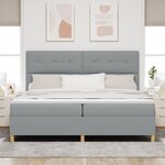 vidaXL lit box spring avec matelas et lumière LED gris clair 200x200 cm en tissu
