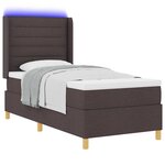 vidaXL Lit à ressorts avec bandes LED Marron 90 x 200 cm tissu