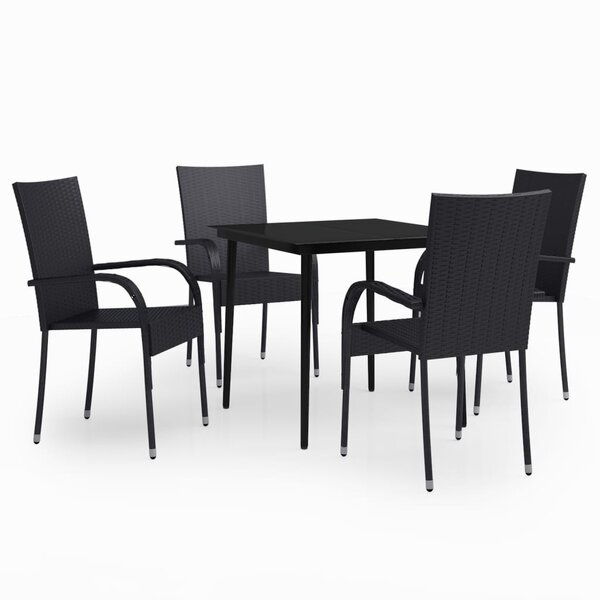 vidaXL Ensemble à manger de jardin 5 Pièces Noir