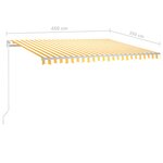 vidaXL Auvent automatique rétractable poteaux 4 5x3 5 m Jaune blanc