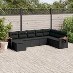 vidaXL Salon de jardin 8 Pièces avec coussins noir résine tressée