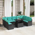 vidaXL Ensemble de canapé de jardin 10 Pièces Noir Poly rotin