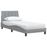 vidaXL Lit avec matelas Hanko gris clair 90x190 cm tissu