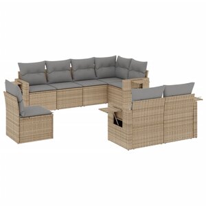 vidaXL Salon de jardin avec coussins 8 Pièces beige résine tressée