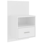 vidaXL Table de chevet murale Blanc brillant