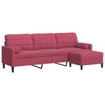 vidaXL Canapé à 3 places et repose-pieds Rouge bordeaux 210 cm Velours