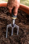 Lot de 3 outils de jardin - Suan - Fourche  râteau à fleurs et transplantoir - En aluminium