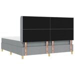 lit box avec matelas et lumière LED gris clair 200x200 cm en tissu