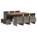 vidaXL Ensemble à manger de jardin 11Pièces avec coussins gris poly rotin