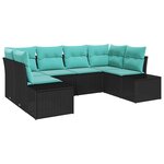 vidaXL Ensemble de canapé de jardin avec coussin 6 Pièces Noir polyrotin