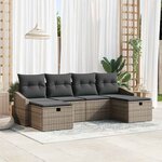 vidaXL Ensemble de canapé de jardin avec coussin 6 Pièces Gris Poly rotin