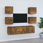 vidaXL Ensemble de meubles TV 6 Pièces Chêne fumé Bois d'ingénierie