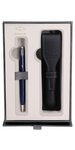 PARKER Sonnet Stylo bille  Bleu satiné  Recharge noire pointe moyenne  Coffret cadeau + étui cuir noir