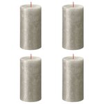 Bolsius Bougies pilier rustiques Shimmer 4 Pièces 130x68 mm Champagne