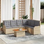 vidaXL Salon de jardin avec coussins 5 Pièces beige résine tressée