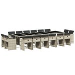 vidaXL Ensemble à manger de jardin et coussins 17 Pièces gris clair rotin