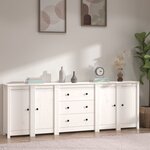 vidaXL Buffet Blanc 230x35x80 cm Bois massif de pin