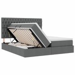 vidaXL Lit de rangement LED avec matelas Gris foncé 180 x 200 cm Tissu
