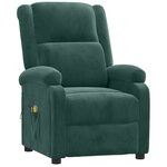 vidaXL Fauteuil électrique de massage Vert foncé velours