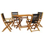 vidaXL Ensemble à manger de jardin 5Pièces noir polypropylène bois massif
