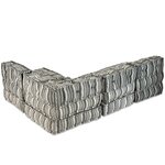 vidaXL Pouf modulaire à 4 places Gris rayé Tissu