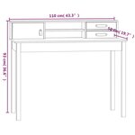 Bureau table poste de travail meuble d'ordinateur informatique étude 110 x 50 x 93 cm bois massif de pin blanc 02_0023507