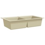 vidaXL Évier de cuisine Granit Double lavabo Beige