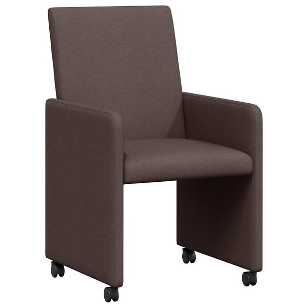 vidaXL Chaises de Salle à Manger avec Roues 2 Pièces Marron foncé tissu