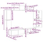 vidaXL Meuble TV 8 Pièces Noir