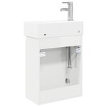 vidaXL Meuble de salle de bain avec robinet Blanc brillant