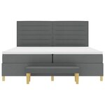 Lit Box Spring vidaXL avec Matelas & Banc Gris Foncé 200x200 cm Tissu