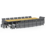 vidaXL Ensemble à manger de jardin coussins 21 Pièces Gris Résine tressée