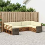 vidaXL Ensemble de canapé d'angle 9 Pièces Naturel et Crème Polyester