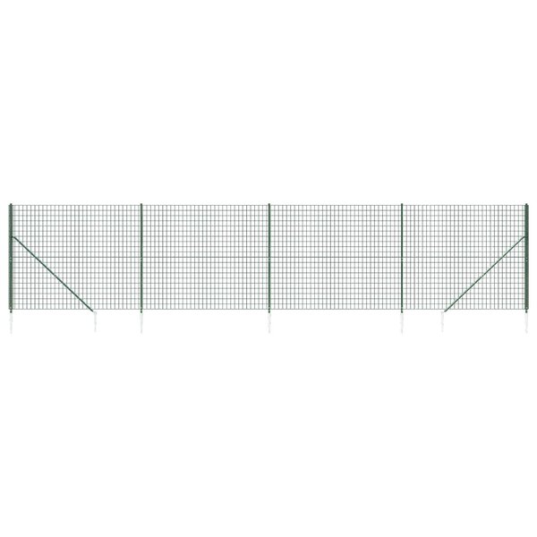 vidaXL Clôture en treillis métallique et piquet d'ancrage vert 1 8x10m