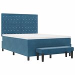 vidaXL Lit à ressorts avec matelas Bleu foncé 140 x 200 cm Velours