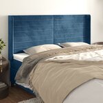 vidaXL Tête de lit avec oreilles Bleu foncé 183x16x118/128 cm Velours