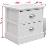 vidaXL Table de chevet en style français 2 Pièces Blanc