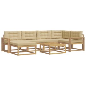 vidaXL Ensemble de canapés d'extérieur 7 pc Blanc et Beige