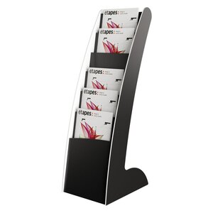 Présentoir de sol Courbo slim monobloc 6 cases - Noir