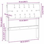 vidaXL Tête de lit capitonnée Gris foncé 75 cm Pin massif