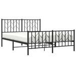 vidaXL Cadre de lit métal sans matelas avec pied de lit noir 135x190cm