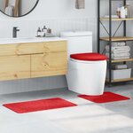 vidaXL Ensemble de tapis de bain antidérapants 3 Pièces Rouge PP