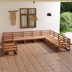 vidaXL Salon de jardin 10 Pièces marron miel bois de pin massif
