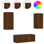 vidaXL Unités murales TV avec LED 4 Pièces chêne marron bois d'ingénierie