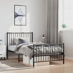 vidaXL Cadre de lit métal sans matelas avec pied de lit noir 100x190cm