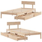 vidaXL Cadre de lit sans matelas 90x200 cm bois de pin massif